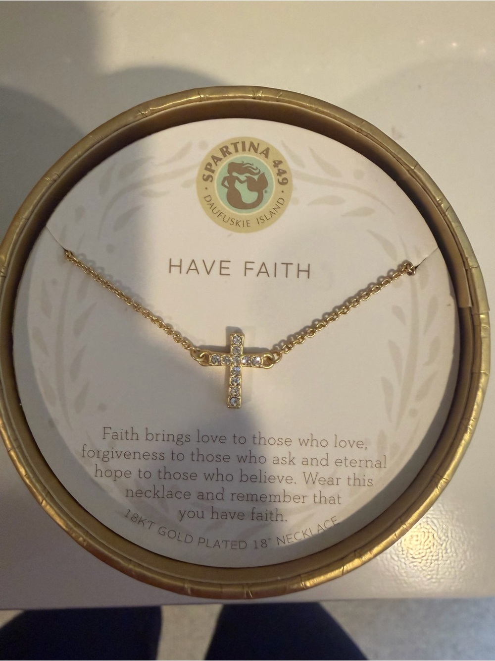Sea La Vie Gold Crystal Cross Necklace
